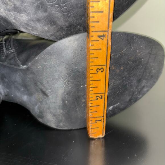 Steve Madden Lace-Up Block Heel Boots Black Leather Side Zip Combat Size 10 - Picture 6 of 8